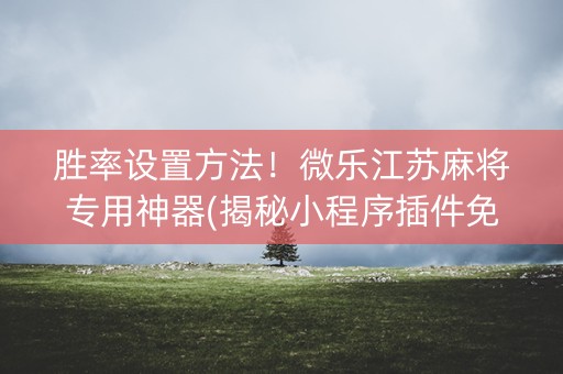 胜率设置方法！微乐江苏麻将专用神器(揭秘小程序插件免费)