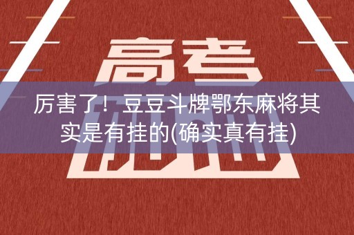 厉害了！豆豆斗牌鄂东麻将其实是有挂的(确实真有挂)