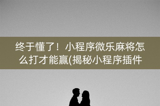 终于懂了！小程序微乐麻将怎么打才能赢(揭秘小程序插件购买)