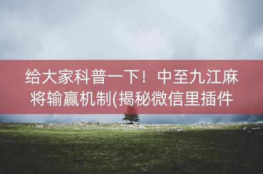 给大家科普一下！中至九江麻将输赢机制(揭秘微信里插件下载)