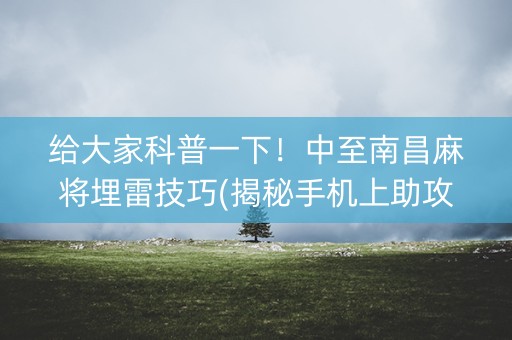 给大家科普一下！中至南昌麻将埋雷技巧(揭秘手机上助攻神器)