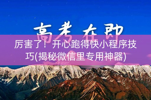 厉害了！开心跑得快小程序技巧(揭秘微信里专用神器)