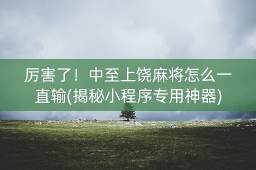 厉害了！中至上饶麻将怎么一直输(揭秘小程序专用神器)