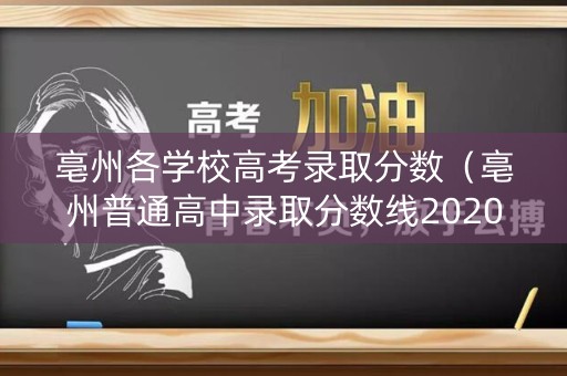 亳州各学校高考录取分数（亳州普通高中录取分数线2020）