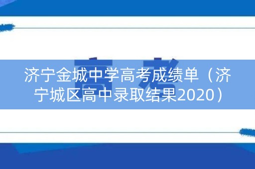 济宁金城中学高考成绩单（济宁城区高中录取结果2020）