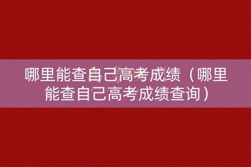 哪里能查自己高考成绩（哪里能查自己高考成绩查询）