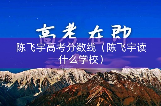 陈飞宇高考分数线（陈飞宇读什么学校）