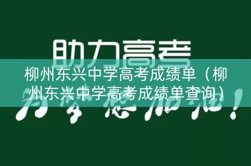 柳州东兴中学高考成绩单（柳州东兴中学高考成绩单查询）
