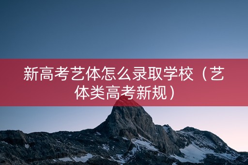 新高考艺体怎么录取学校（艺体类高考新规）