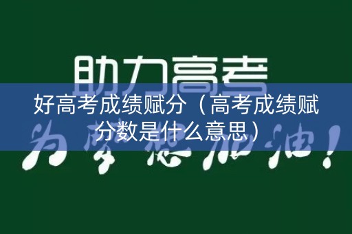 好高考成绩赋分（高考成绩赋分数是什么意思）