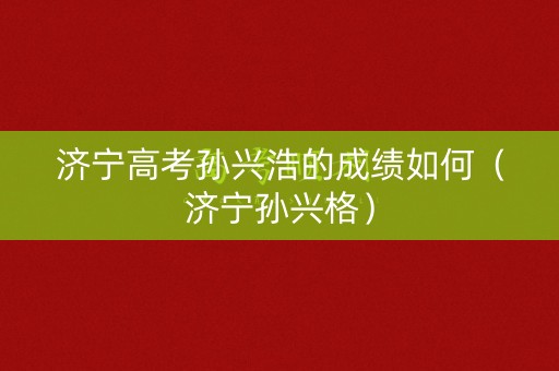 济宁高考孙兴浩的成绩如何（济宁孙兴格）