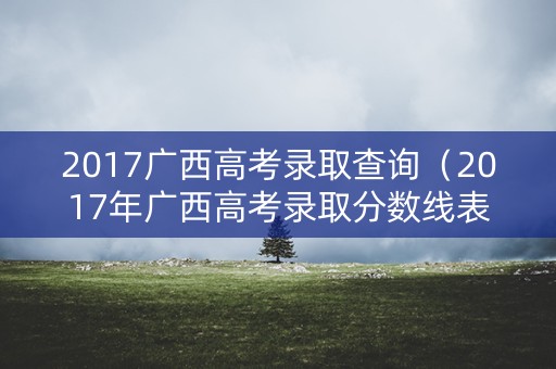 2017广西高考录取查询（2017年广西高考录取分数线表）