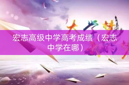宏志高级中学高考成绩（宏志中学在哪）