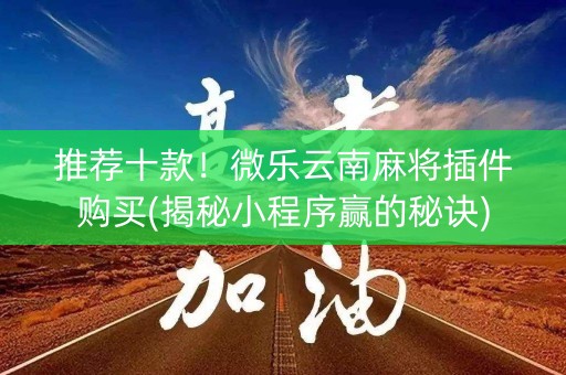 推荐十款！微乐云南麻将插件购买(揭秘小程序赢的秘诀)