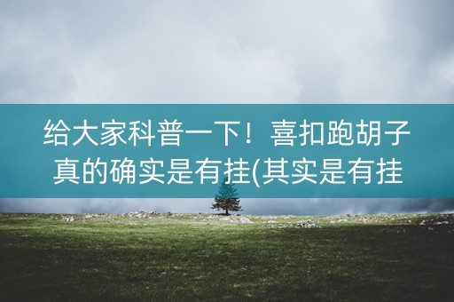 给大家科普一下！喜扣跑胡子真的确实是有挂(其实是有挂确实有挂)