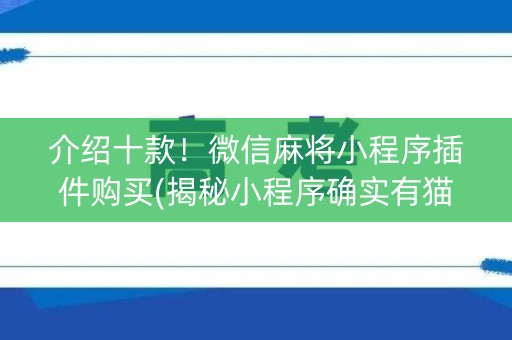 介绍十款！微信麻将小程序插件购买(揭秘小程序确实有猫腻)