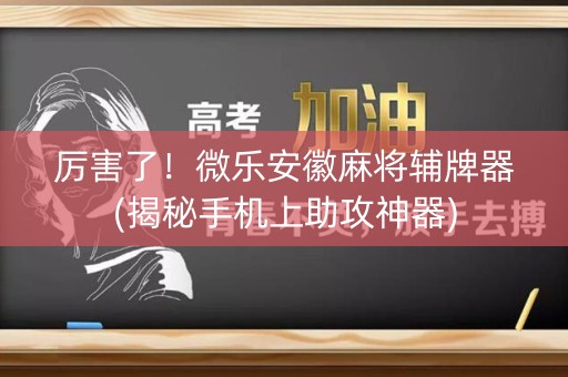厉害了！微乐安徽麻将辅牌器(揭秘手机上助攻神器)