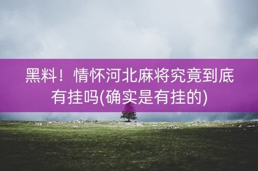 黑料！情怀河北麻将究竟到底有挂吗(确实是有挂的)