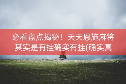 必看盘点揭秘！天天恩施麻将其实是有挂确实有挂(确实真的有挂)