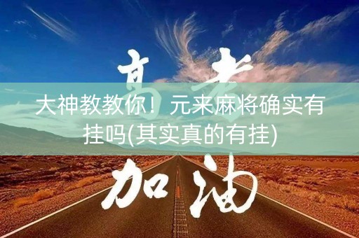 大神教教你！元来麻将确实有挂吗(其实真的有挂)