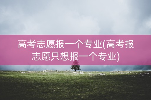 高考志愿报一个专业(高考报志愿只想报一个专业)