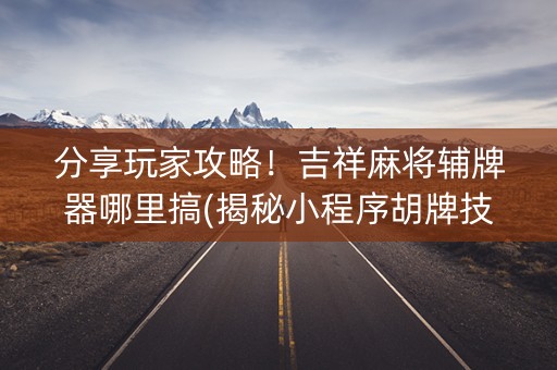 分享玩家攻略！吉祥麻将辅牌器哪里搞(揭秘小程序胡牌技巧)