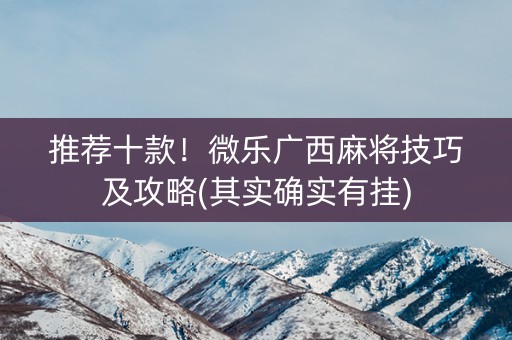 推荐十款！微乐广西麻将技巧及攻略(其实确实有挂)