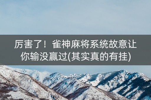 厉害了！雀神麻将系统故意让你输没赢过(其实真的有挂)