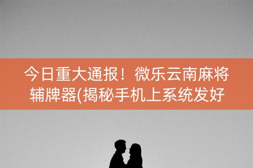 今日重大通报！微乐云南麻将辅牌器(揭秘手机上系统发好牌)