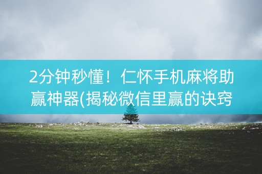 2分钟秒懂！仁怀手机麻将助赢神器(揭秘微信里赢的诀窍)