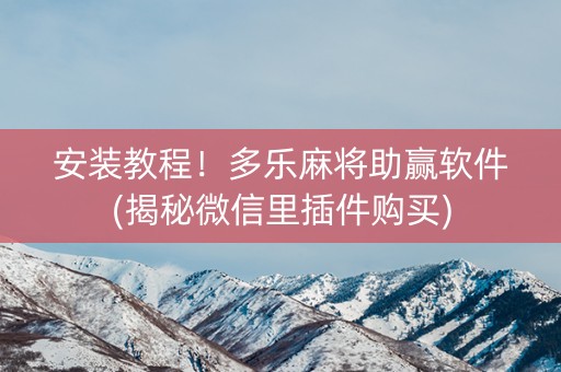 安装教程！多乐麻将助赢软件(揭秘微信里插件购买)