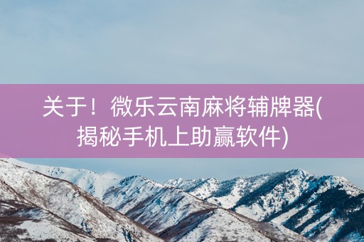 关于！微乐云南麻将辅牌器(揭秘手机上助赢软件)