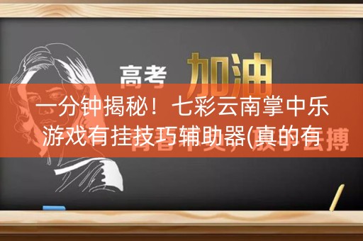 一分钟揭秘！七彩云南掌中乐游戏有挂技巧辅助器(真的有挂确实有挂)