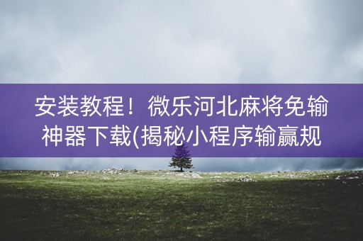 安装教程！微乐河北麻将免输神器下载(揭秘小程序输赢规律)