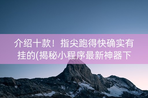 介绍十款！指尖跑得快确实有挂的(揭秘小程序最新神器下载)