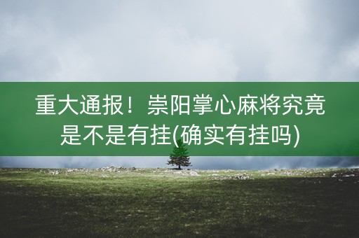 重大通报！崇阳掌心麻将究竟是不是有挂(确实有挂吗)