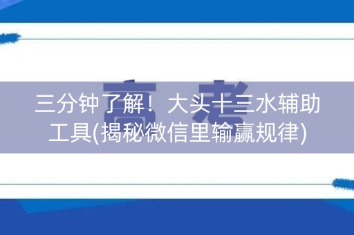 三分钟了解！大头十三水辅助工具(揭秘微信里输赢规律)