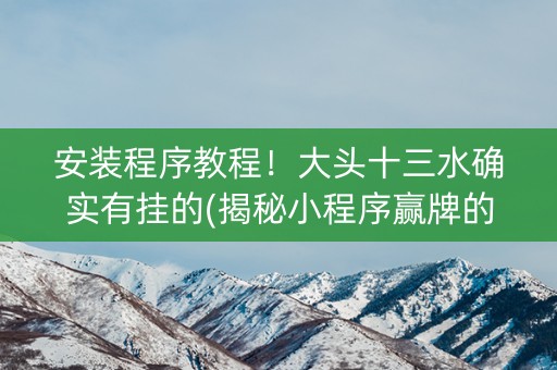 安装程序教程！大头十三水确实有挂的(揭秘小程序赢牌的技巧)