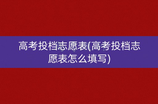 高考投档志愿表(高考投档志愿表怎么填写)