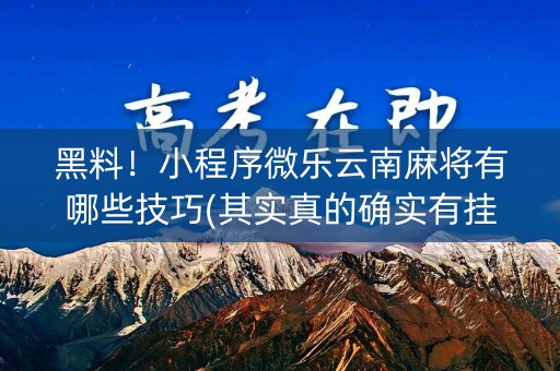 黑料！小程序微乐云南麻将有哪些技巧(其实真的确实有挂)
