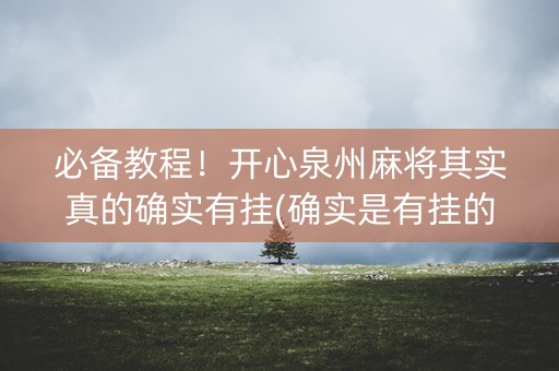 必备教程！开心泉州麻将其实真的确实有挂(确实是有挂的)
