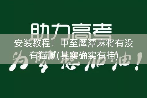 安装教程！中至鹰潭麻将有没有猫腻(其实确实有挂)