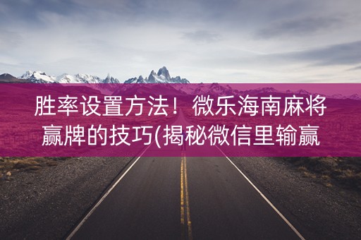 胜率设置方法！微乐海南麻将赢牌的技巧(揭秘微信里输赢技巧)