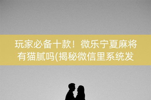 玩家必备十款！微乐宁夏麻将有猫腻吗(揭秘微信里系统发好牌)