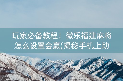 玩家必备教程！微乐福建麻将怎么设置会赢(揭秘手机上助手软件)