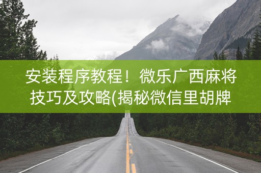 安装程序教程！微乐广西麻将技巧及攻略(揭秘微信里胡牌神器)