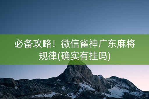 必备攻略！微信雀神广东麻将规律(确实有挂吗)