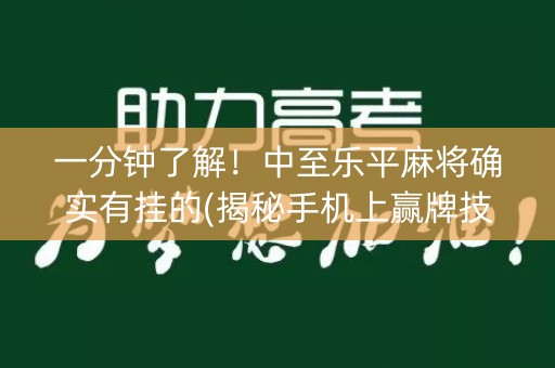 一分钟了解！中至乐平麻将确实有挂的(揭秘手机上赢牌技巧)
