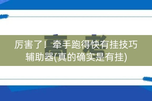 厉害了！牵手跑得快有挂技巧辅助器(真的确实是有挂)