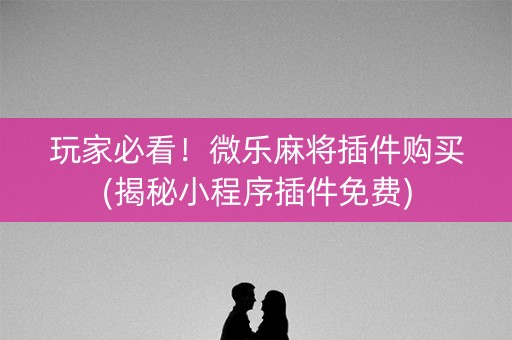 玩家必看！微乐麻将插件购买(揭秘小程序插件免费)